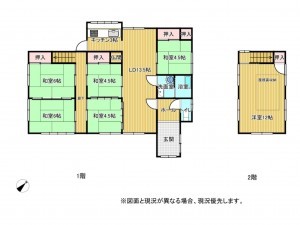 鈴鹿市寺家、中古一戸建ての間取り画像です