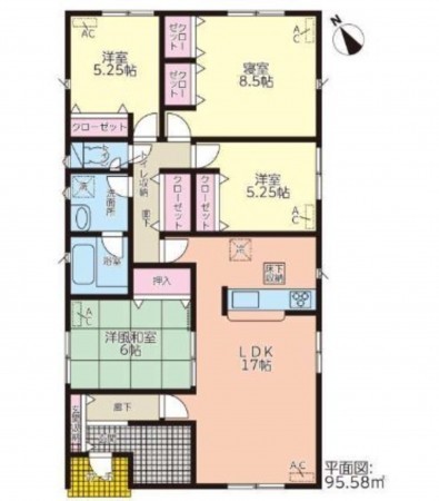 亀山市関町会下、新築一戸建ての間取り画像です