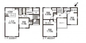 鈴鹿市岸岡町、新築一戸建ての間取り画像です