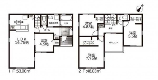 鈴鹿市岸岡町、新築一戸建ての間取り画像です