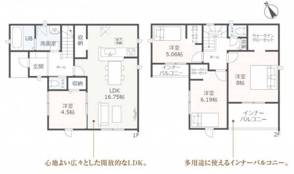 鈴鹿市東玉垣町、新築一戸建ての間取り画像です