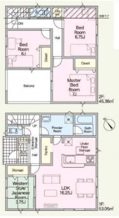 鈴鹿市東磯山、新築一戸建ての間取り画像です