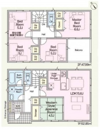 鈴鹿市東磯山、新築一戸建ての間取り画像です