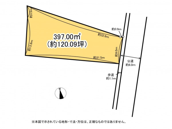亀山市関町鷲山、土地の間取り画像です