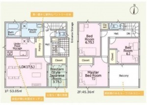 亀山市亀田町、新築一戸建ての間取り画像です