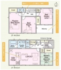 亀山市亀田町、新築一戸建ての間取り画像です