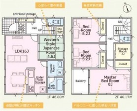 鈴鹿市高岡台、新築一戸建ての間取り画像です