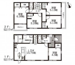 鈴鹿市南玉垣町、新築一戸建ての間取り画像です