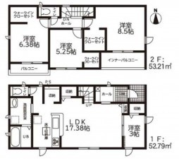 鈴鹿市地子町、新築一戸建ての間取り画像です