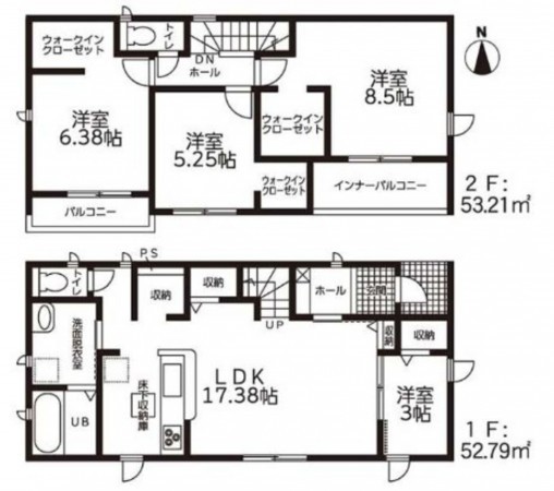 鈴鹿市地子町、新築一戸建ての間取り画像です