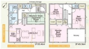 鈴鹿市道伯、新築一戸建ての間取り画像です