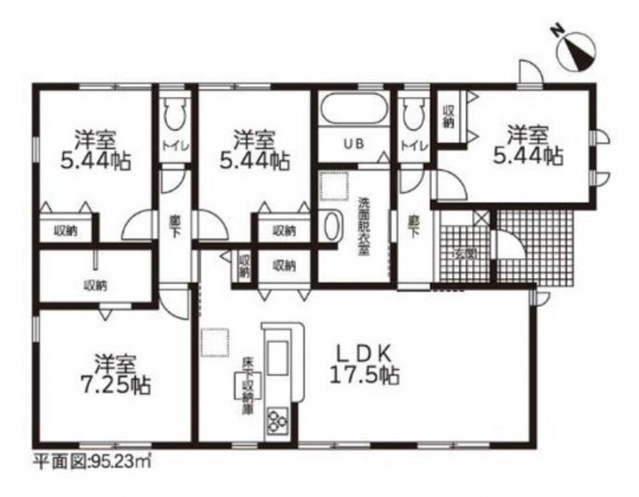 亀山市栄町、新築一戸建ての間取り画像です