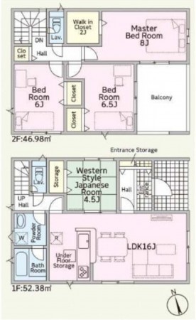 鈴鹿市長太栄町、新築一戸建ての間取り画像です
