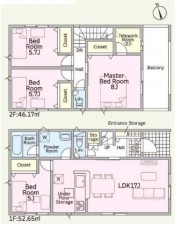 鈴鹿市長太栄町、新築一戸建ての間取り画像です