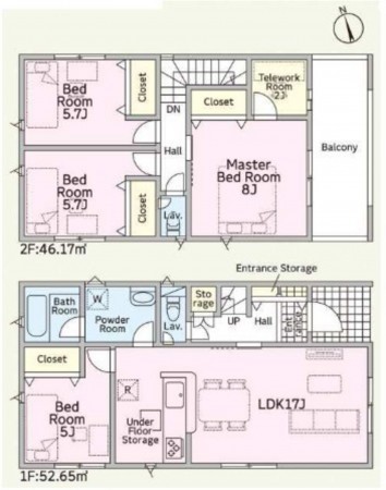 鈴鹿市長太栄町、新築一戸建ての間取り画像です