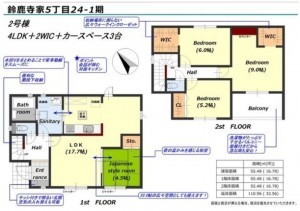 鈴鹿市寺家、新築一戸建ての間取り画像です