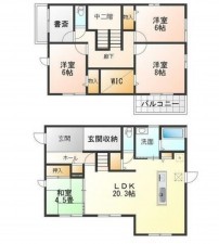 鈴鹿市稲生こがね園、中古一戸建ての間取り画像です