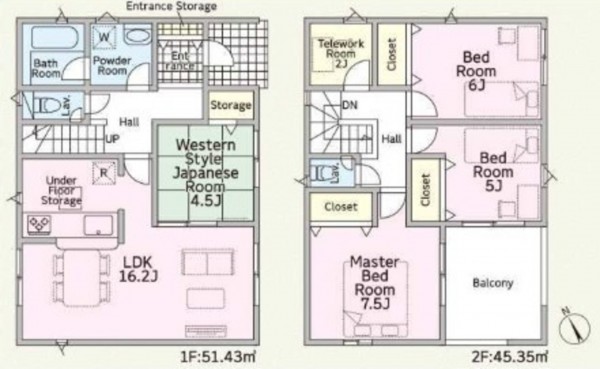 鈴鹿市若松北、新築一戸建ての間取り画像です