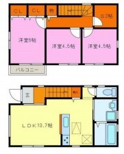 鈴鹿市庄野町、中古一戸建ての間取り画像です