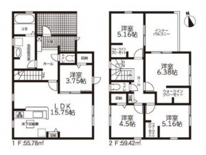 鈴鹿市長太新町、新築一戸建ての間取り画像です