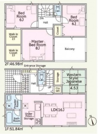 鈴鹿市長太栄町、新築一戸建ての間取り画像です