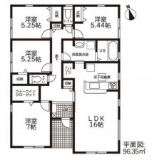 亀山市羽若町、新築一戸建ての間取り画像です