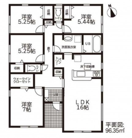 亀山市羽若町、新築一戸建ての間取り画像です