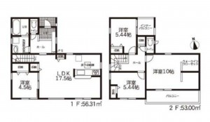 亀山市羽若町、新築一戸建ての間取り画像です