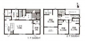 亀山市羽若町、新築一戸建ての間取り画像です