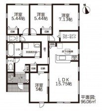 亀山市羽若町、新築一戸建ての間取り画像です