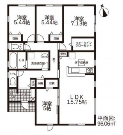亀山市羽若町、新築一戸建ての間取り画像です