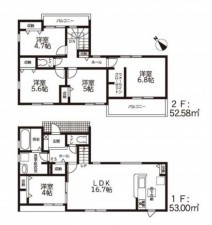 鈴鹿市東磯山、新築一戸建ての間取り画像です