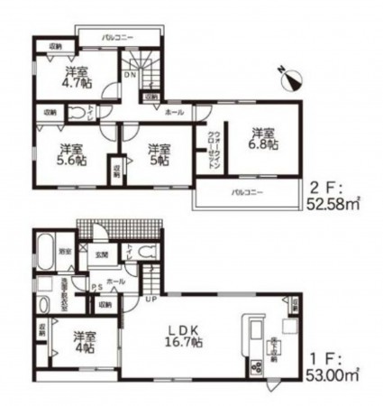 鈴鹿市東磯山、新築一戸建ての間取り画像です