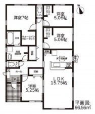 亀山市能褒野町、新築一戸建ての間取り画像です