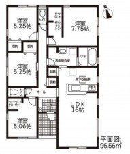 亀山市能褒野町、新築一戸建ての間取り画像です