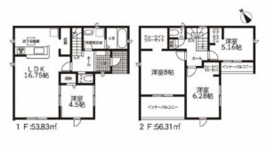 鈴鹿市磯山、新築一戸建ての間取り画像です