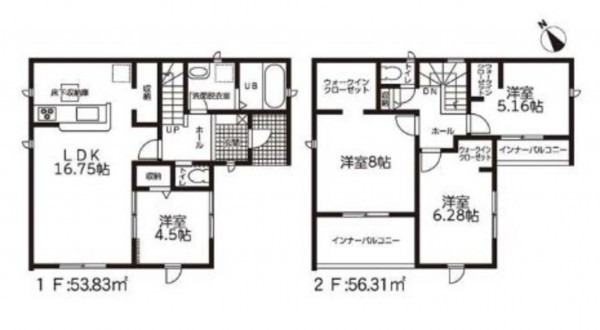 鈴鹿市磯山、新築一戸建ての間取り画像です