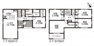 鈴鹿市磯山、新築一戸建ての間取り画像です