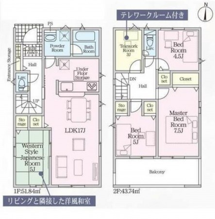 鈴鹿市鈴鹿ハイツ、新築一戸建ての間取り画像です