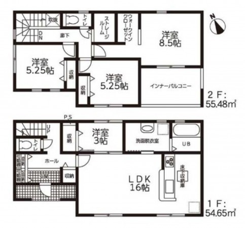 鈴鹿市北堀江、新築一戸建ての間取り画像です