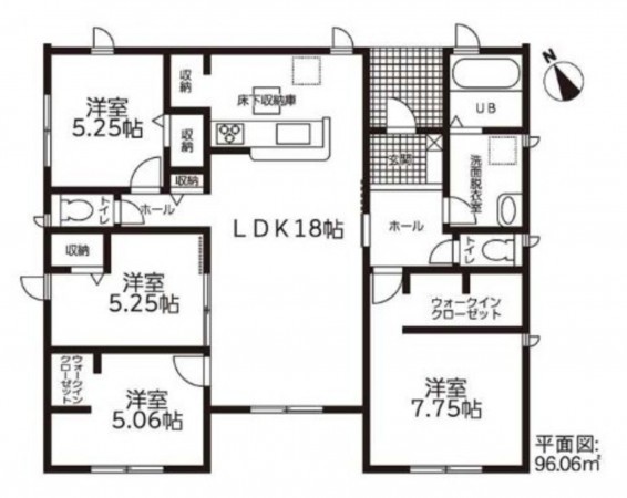 鈴鹿市長太旭町、新築一戸建ての間取り画像です