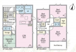 亀山市本町、新築一戸建ての間取り画像です