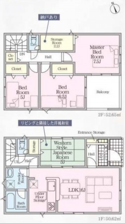 鈴鹿市岸岡町、新築一戸建ての間取り画像です