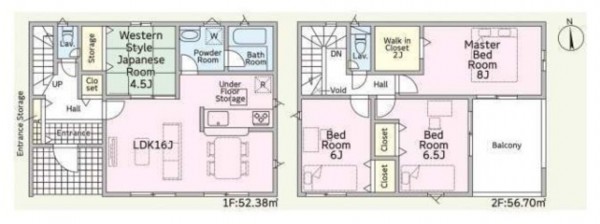 亀山市川合町、新築一戸建ての間取り画像です