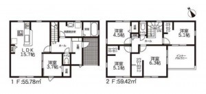 鈴鹿市庄野東、新築一戸建ての間取り画像です