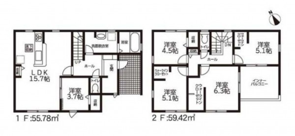 鈴鹿市庄野東、新築一戸建ての間取り画像です