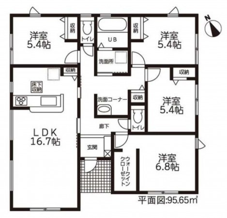鈴鹿市庄野東、新築一戸建ての間取り画像です