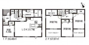 鈴鹿市庄野東、新築一戸建ての間取り画像です