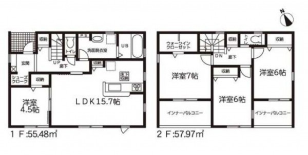 鈴鹿市庄野東、新築一戸建ての間取り画像です