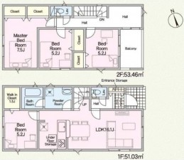 鈴鹿市長太新町、新築一戸建ての間取り画像です